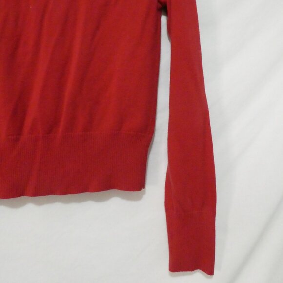 EDC By ESPRIT | medium | Elegant Red V-Neck Sweater | Stitched Logo On Sleeve - Picture 15 of 15